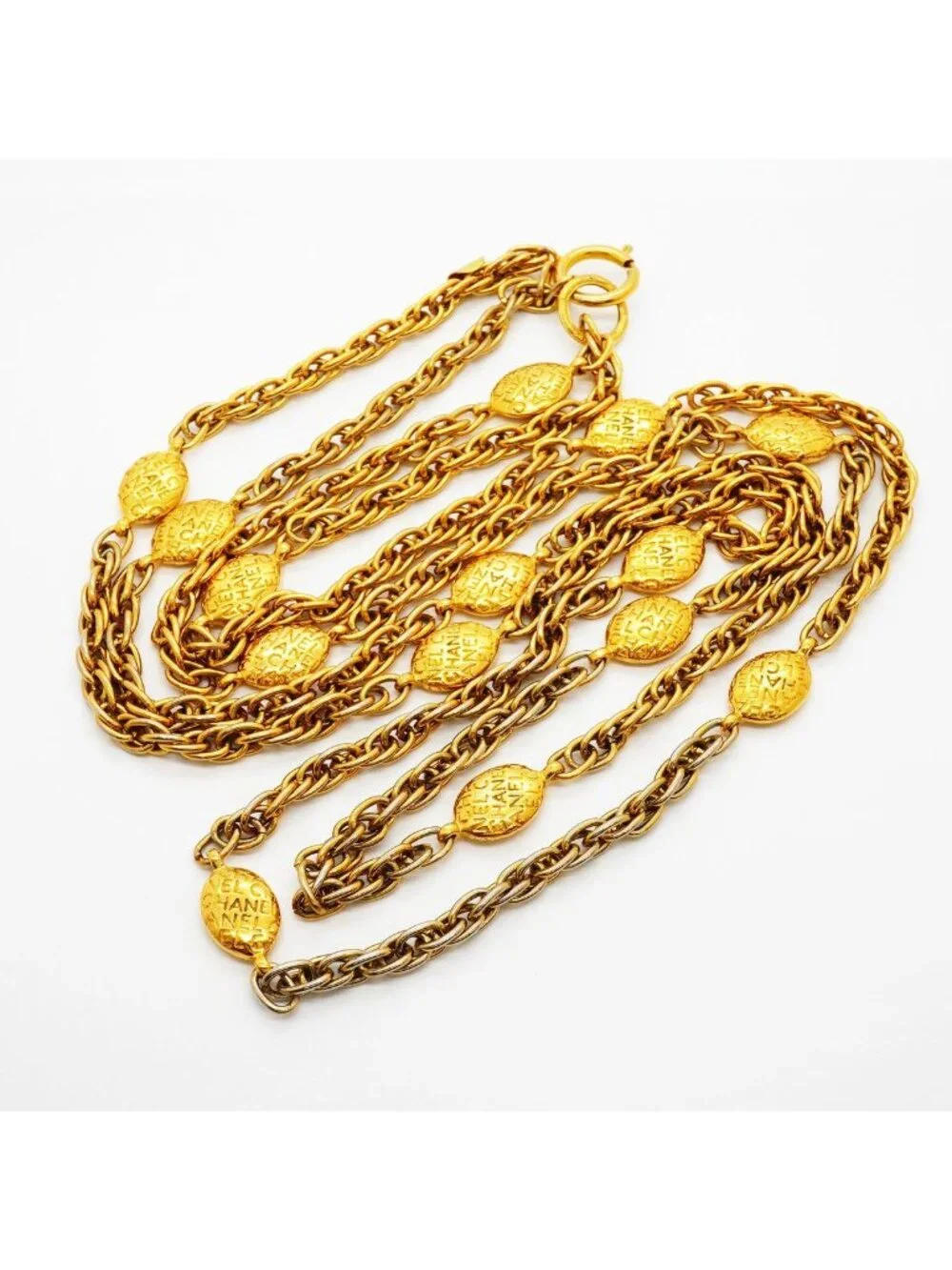 Chanel Necklace Vintage Logo Gold Plated